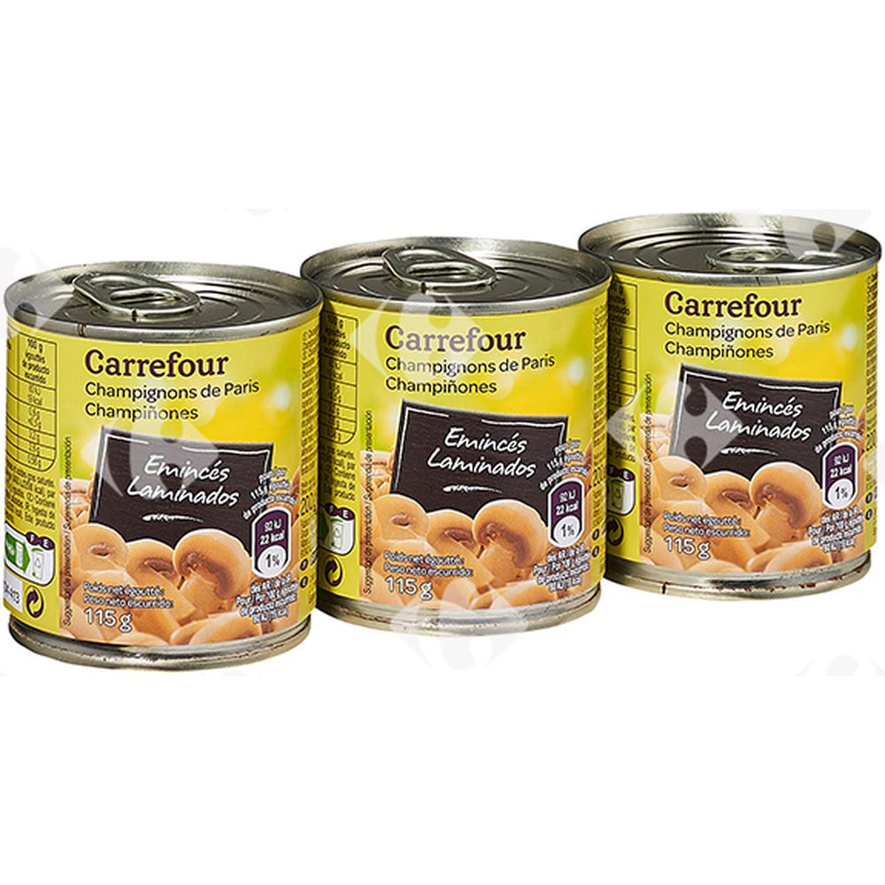 [564490] Pack de 3 Conserves de Champignons Émincés Carrefour 3x200ml