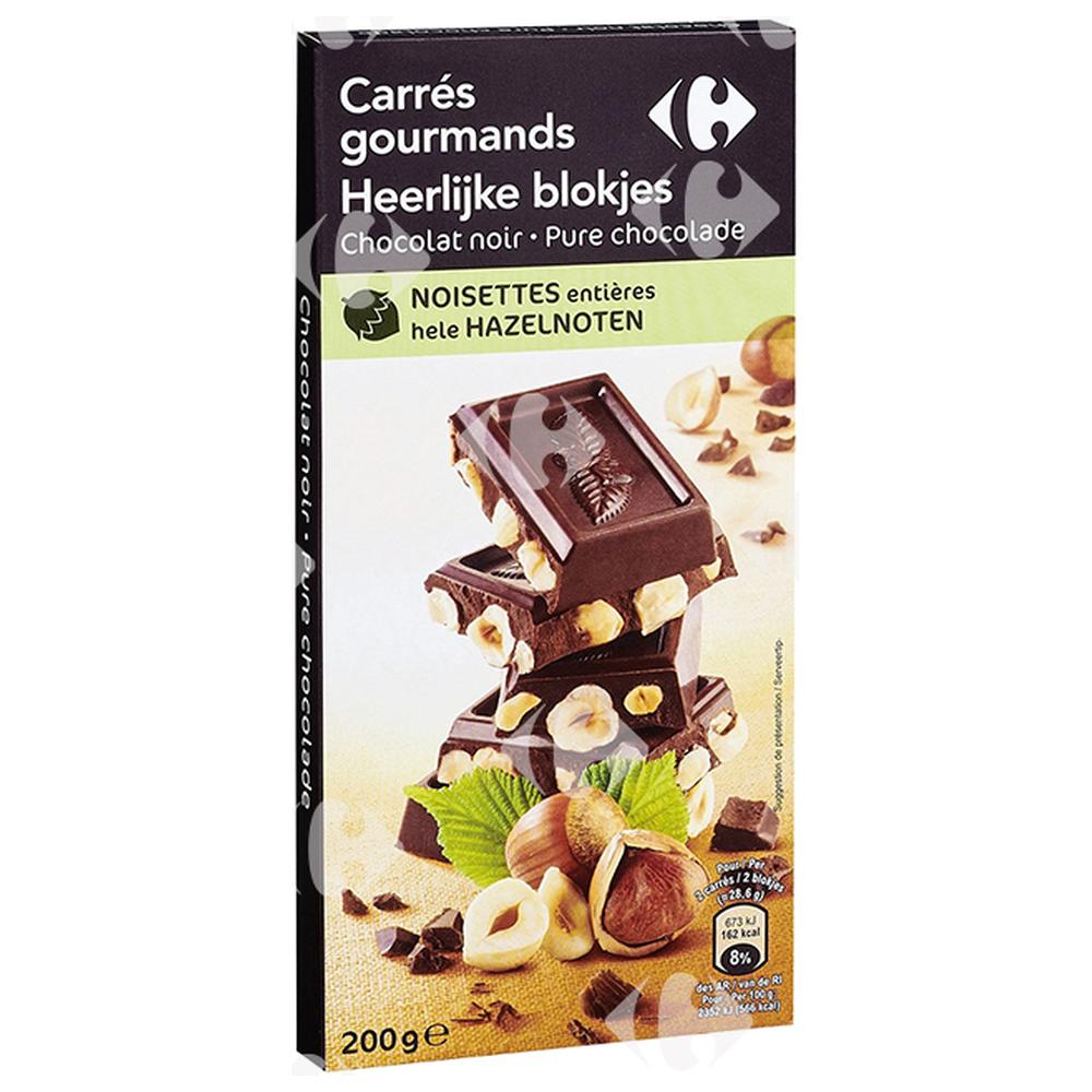 [626927] Tablette de Chocolat Noir Aux Noisettes Carrefour 200g