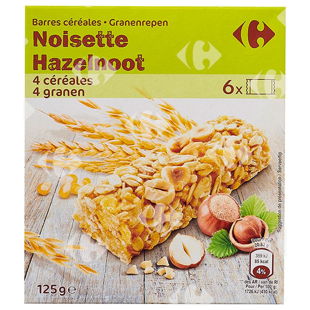 [231090] Barres de Céréales aux Noisettes Carrefour 125g