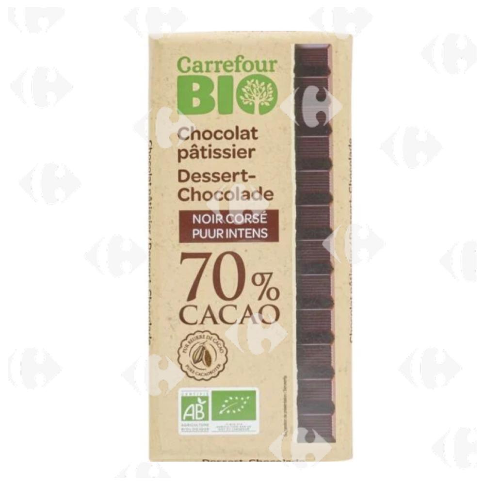 [657407] Chocolat Noir Bio Pâtissier 70% Cacao Corsé Carrefour Bio 200g