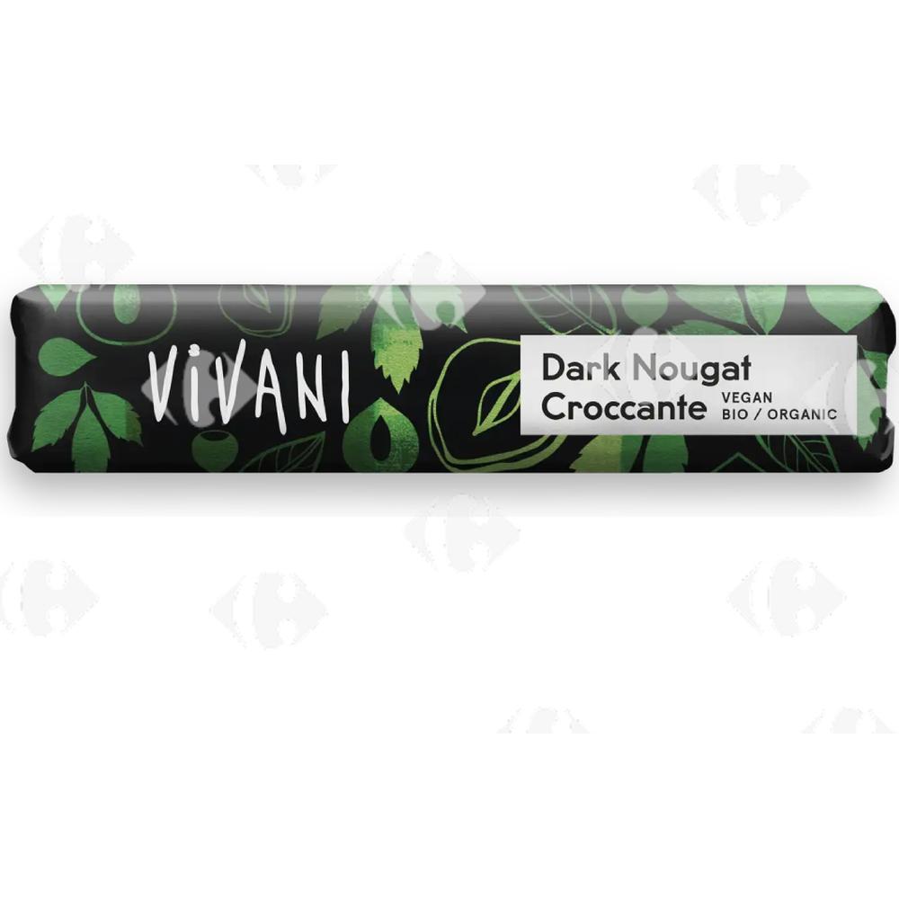 [683277] Barre de Nougat Noir Bio Croquante Vivani 35g