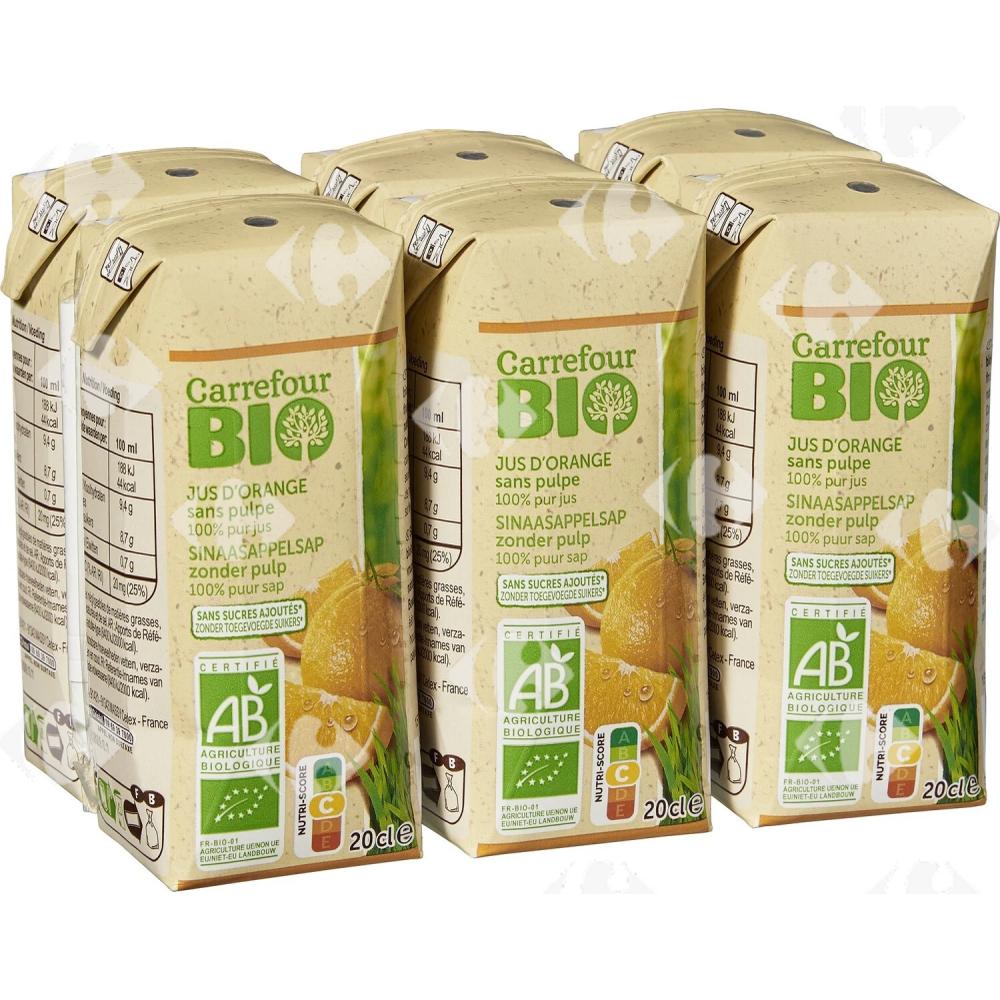 [665197] Pack Jus d'Orange Bio Sans Pulpe Carrefour Bio 6x20cl