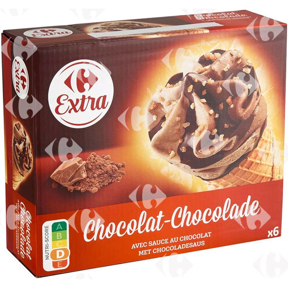 [480756] Cornets Glace Chocolat Carrefour 6x120ml