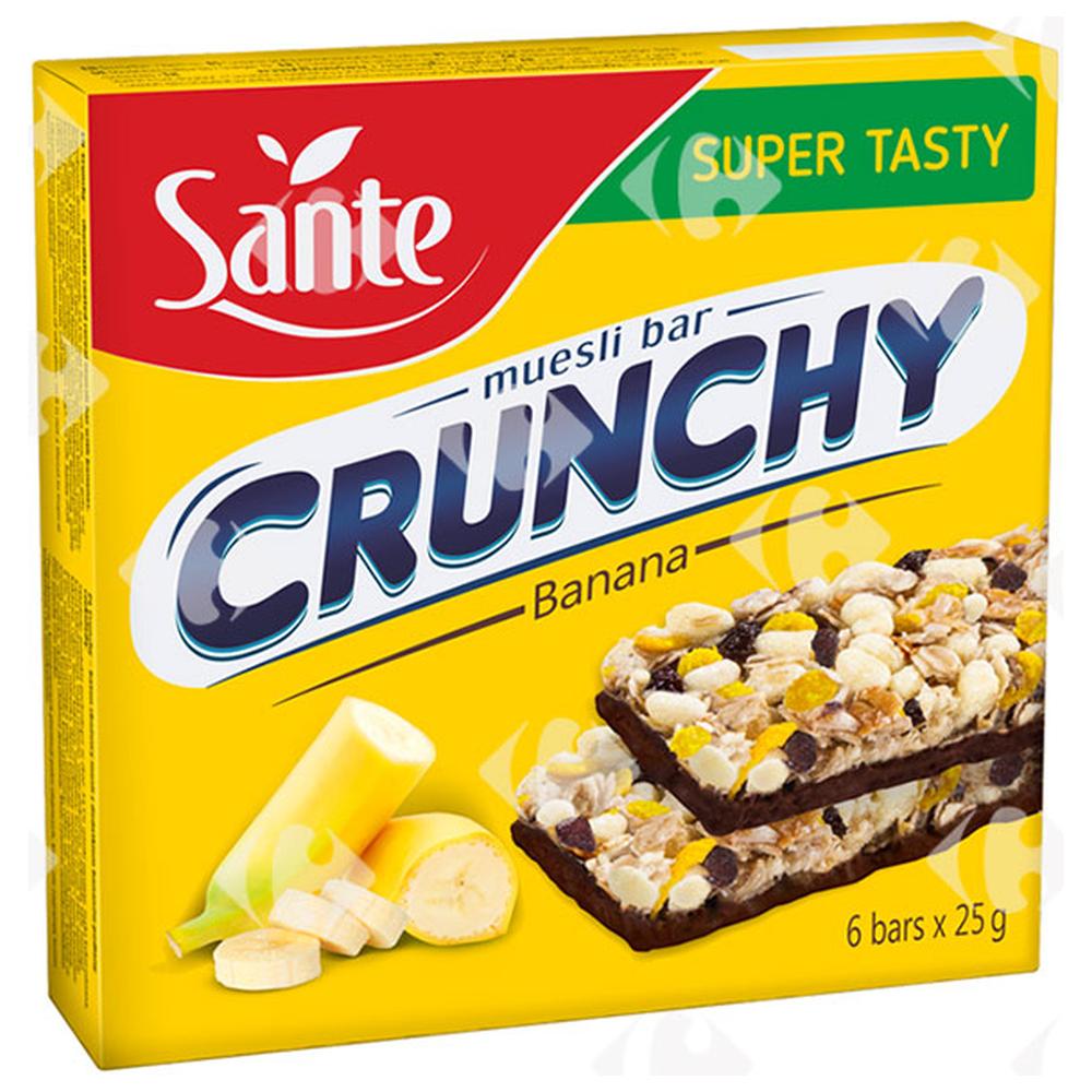 [562449] Barres Muesli au Chocolat Banane Crunchy Sante 6x25g