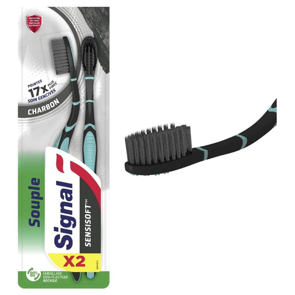 [717446] Brosse à Dents Sensisoft Charbon Signal 2 unités
