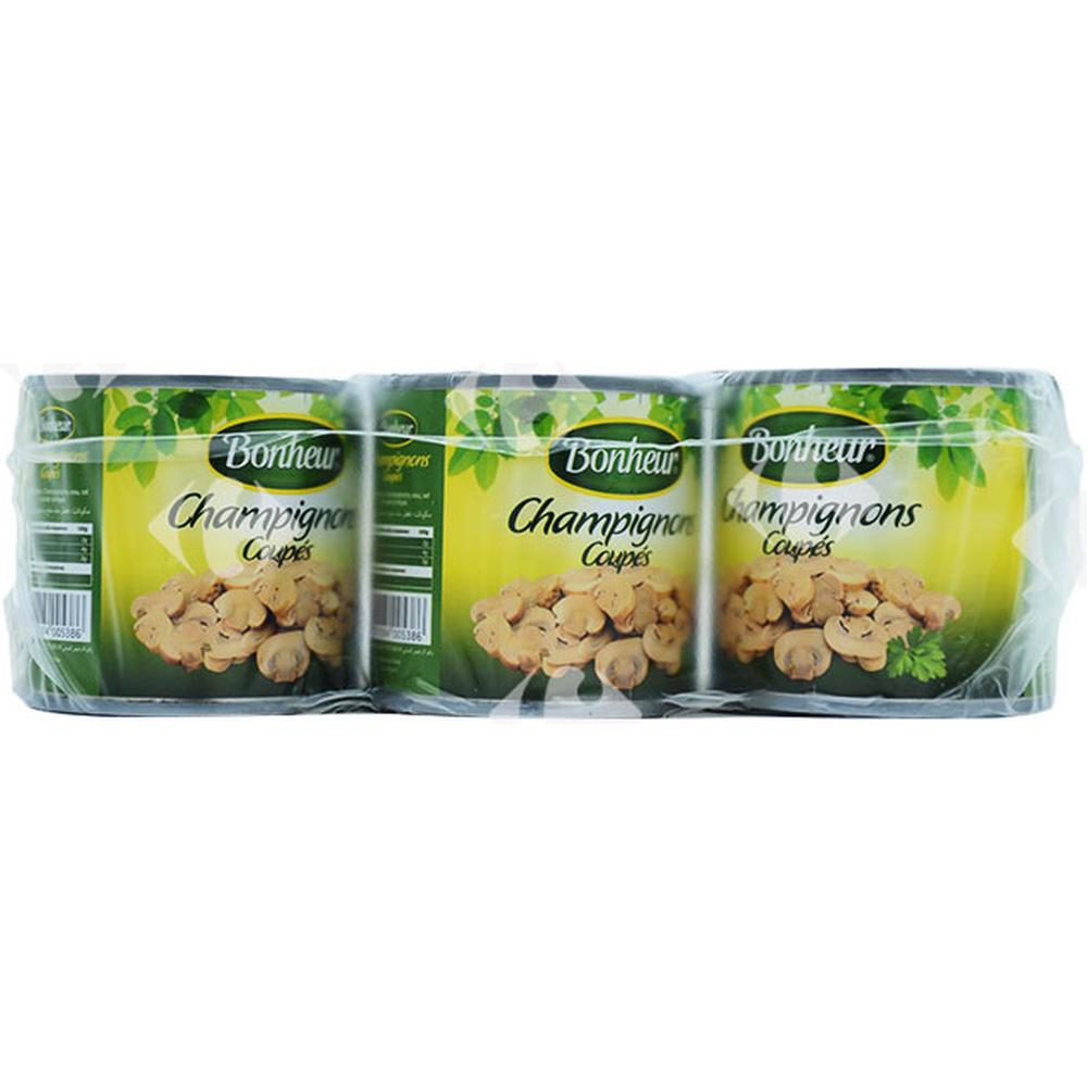 [424469] Conserve de Champignons Coupés Bonheur 3x184g