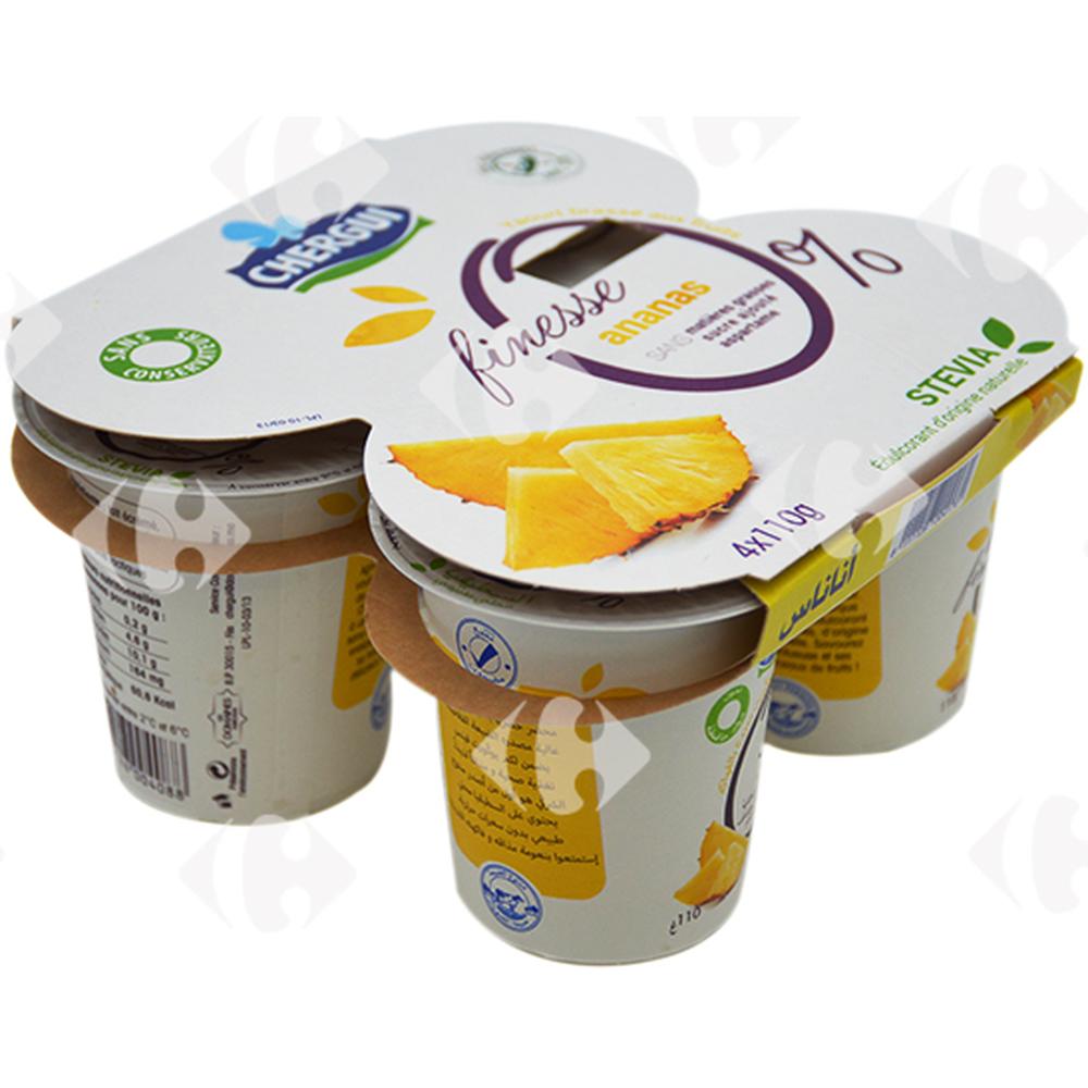 [550982] Pack Yaourt Brassé Ananas 0% Finesse Chergui 4x110g