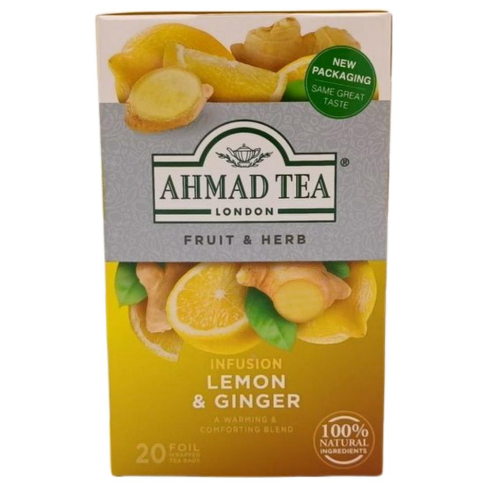 Thé Aromatisé en Sachets Citron Gingembre Ahmad Tea 20 unités
