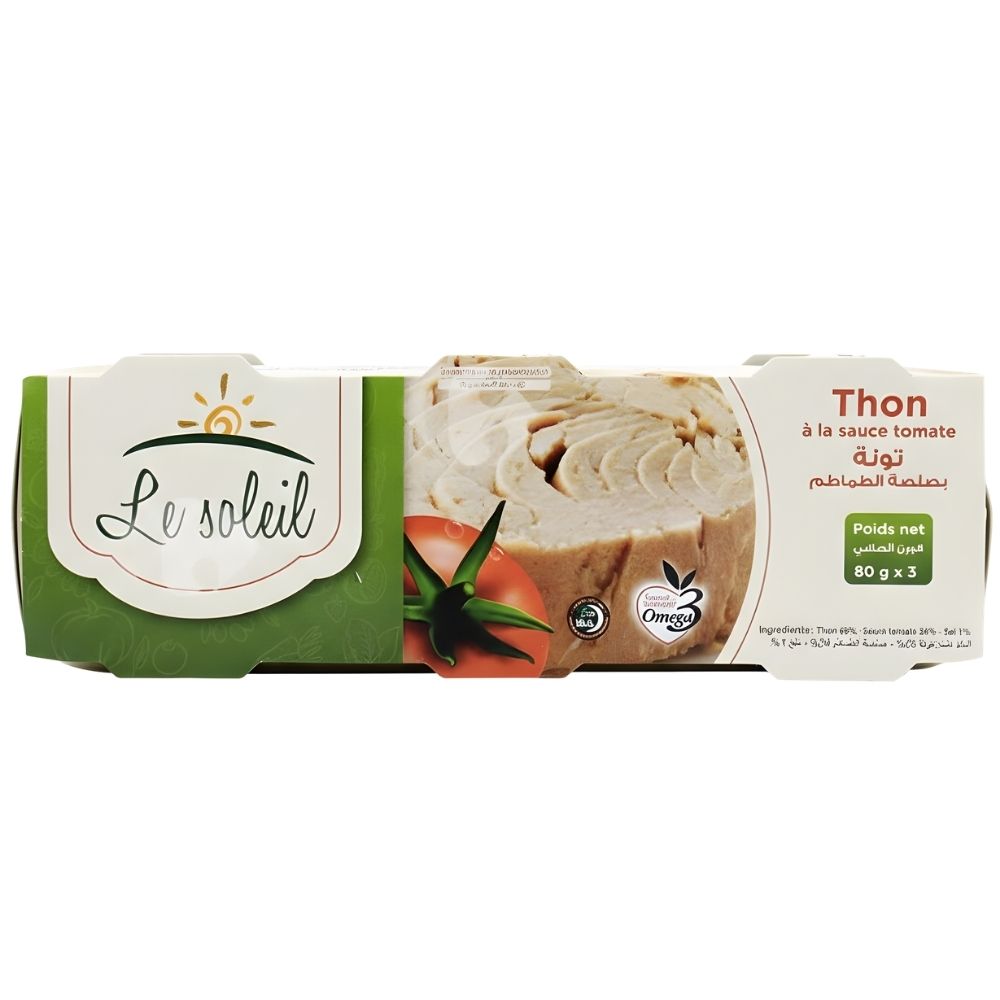 Pack de Trois Conserves de Thon à la Sauce Tomate Le Soleil 80g
