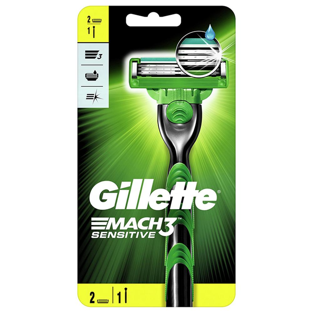 [638050] Rasoir Système Mach 3 Sensitive Gillette + 2 Recharges