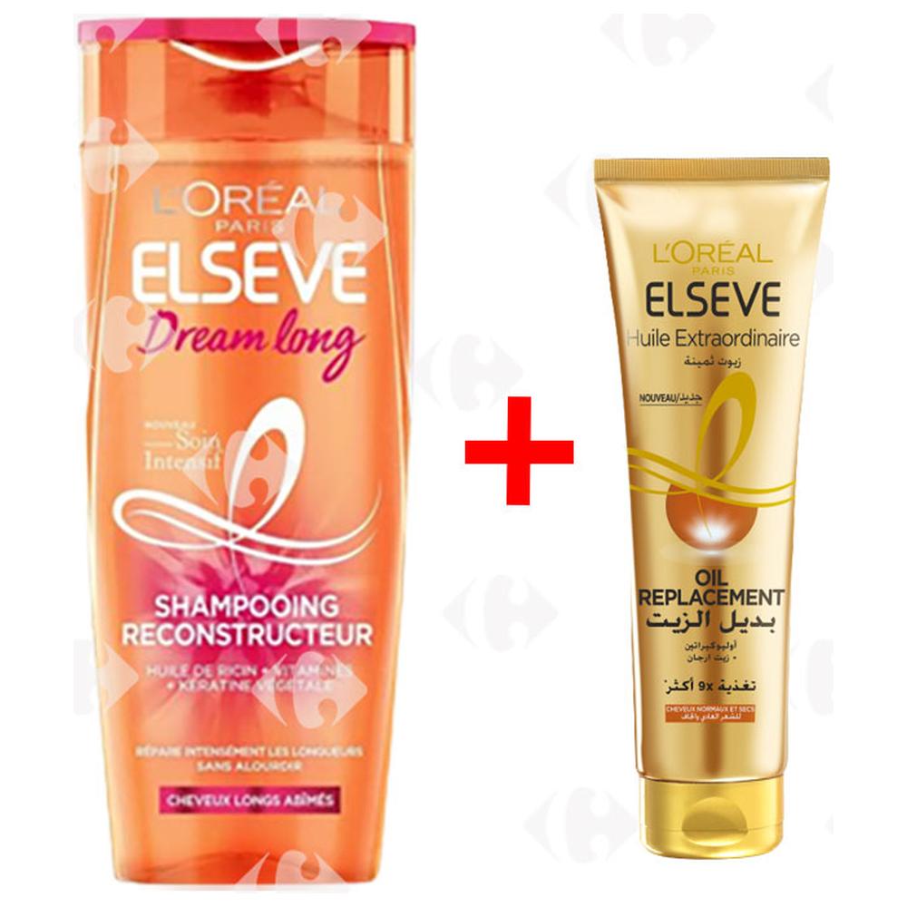 [682738] Shampoing Reconstructeur Dream Long Elsève 400ml + Oil Replacement Huile Extraordinaire Elsève 125ml