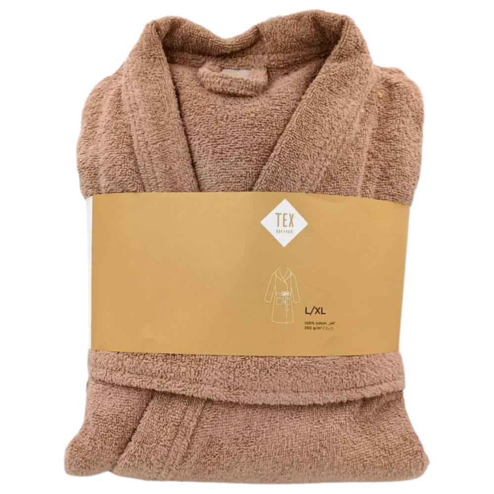 [551356] Peignoir de Bain Adulte Taupe en Coton Tex Home L/XL
