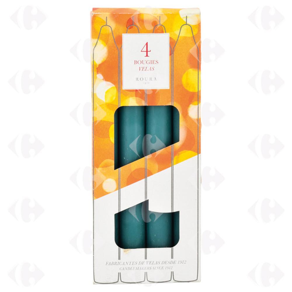 [645753] Bougie Chandelle Vert Eucalyptus 20cm - 4 pièces