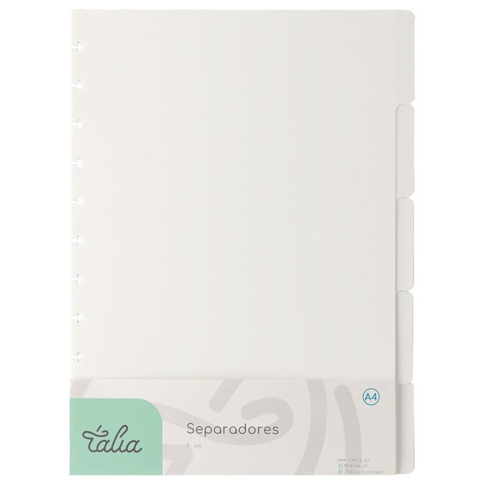[718779] Intercalaires Carnet A4 5 Divisions Blanc Talia 21x29,7 cm