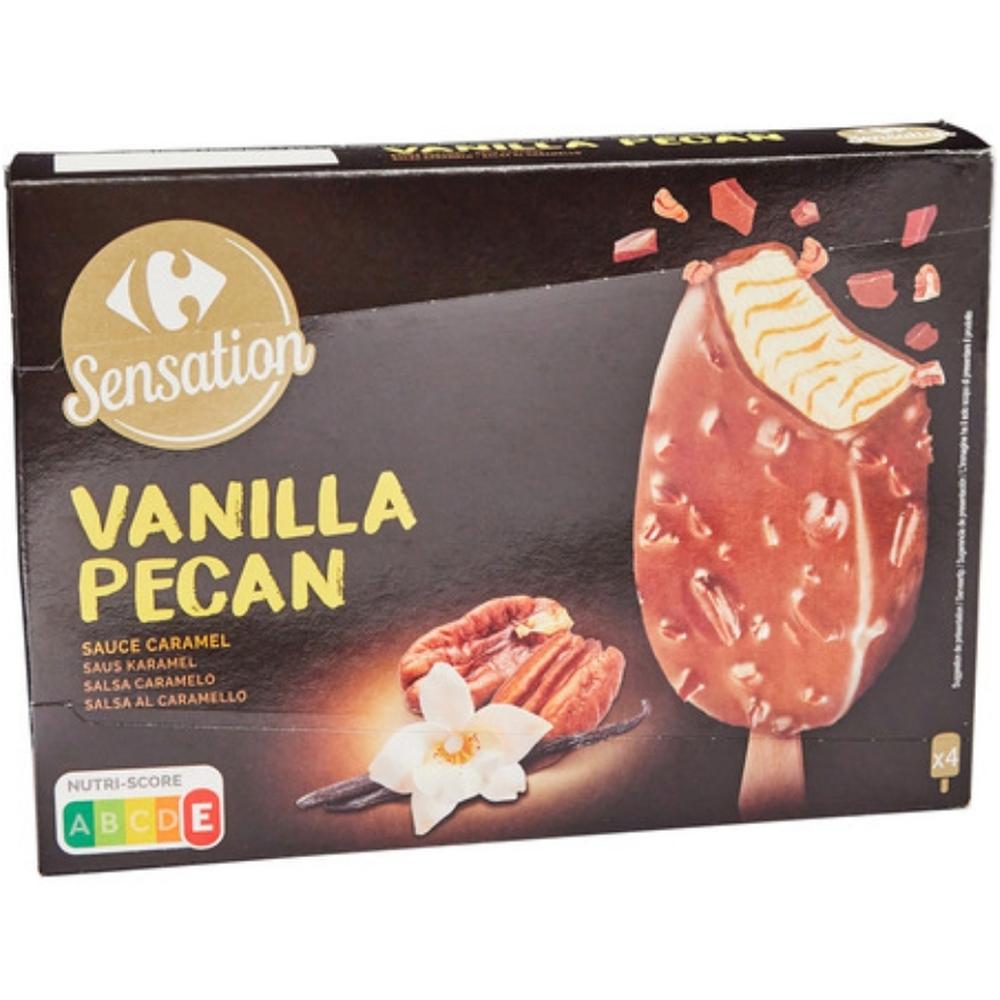 [714708] Bâtonnets Glace Vanille Pécan Caramel Carrefour Sensation 4 unités 280g.