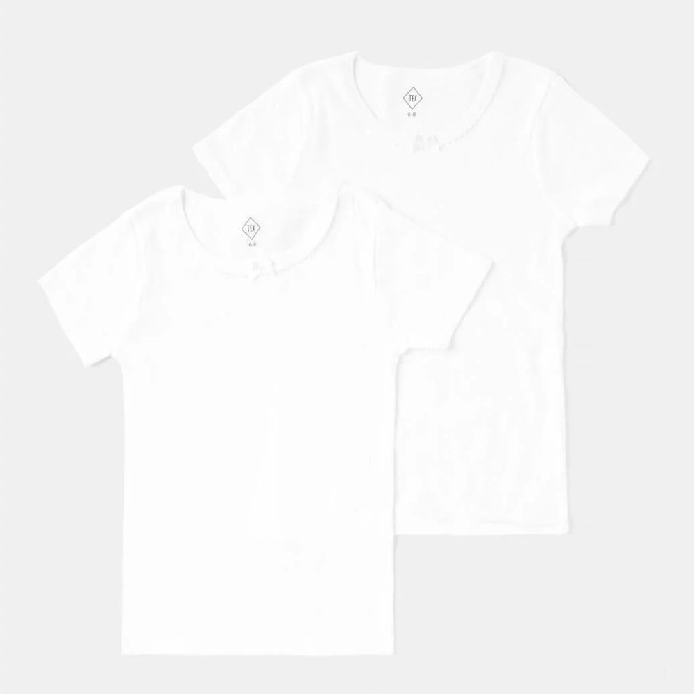 [379205] T-shirt Fille Manches Courtes Tex Home 2 pièces