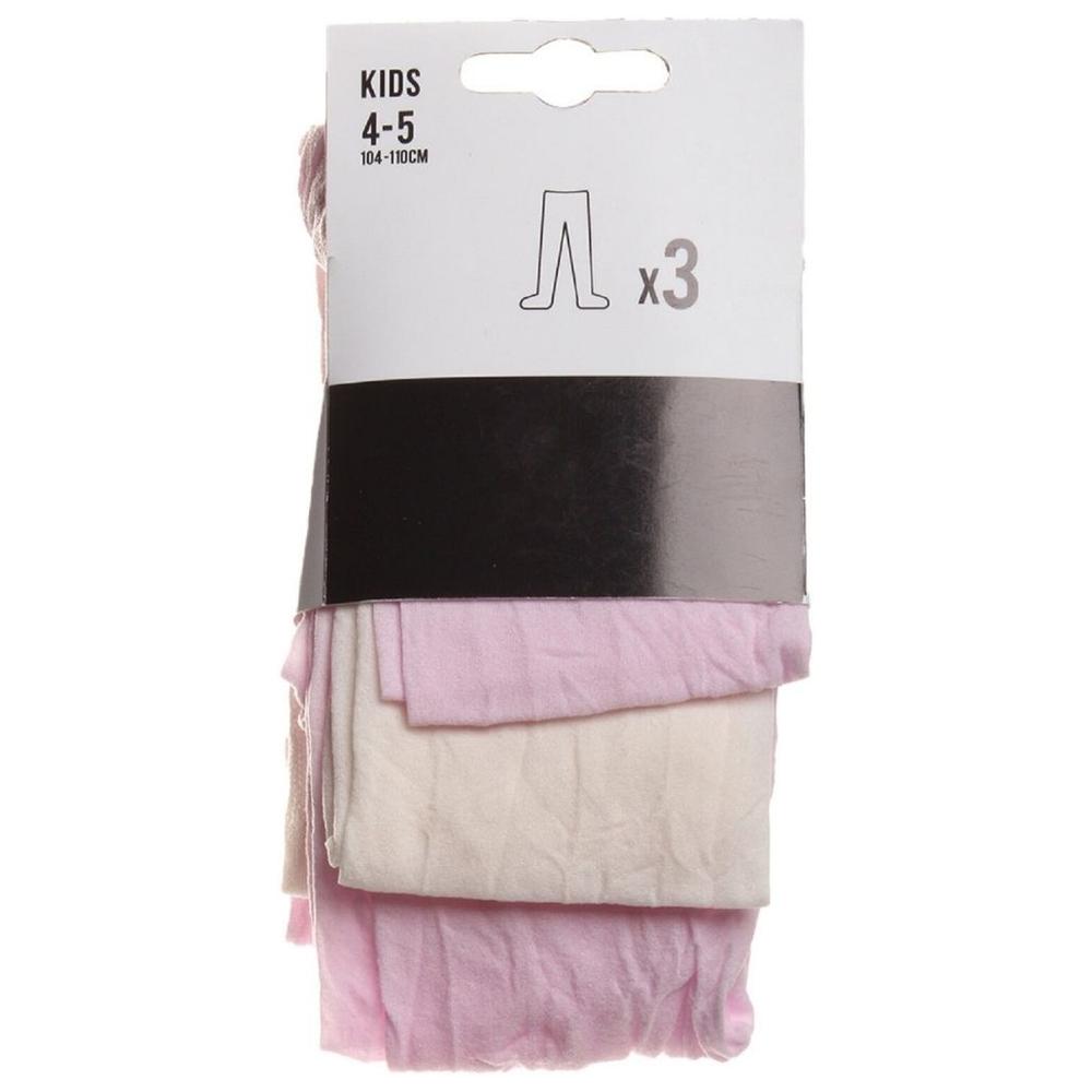 [662642] Collant Rose pour Fille Uni Tex Home 3 pièces