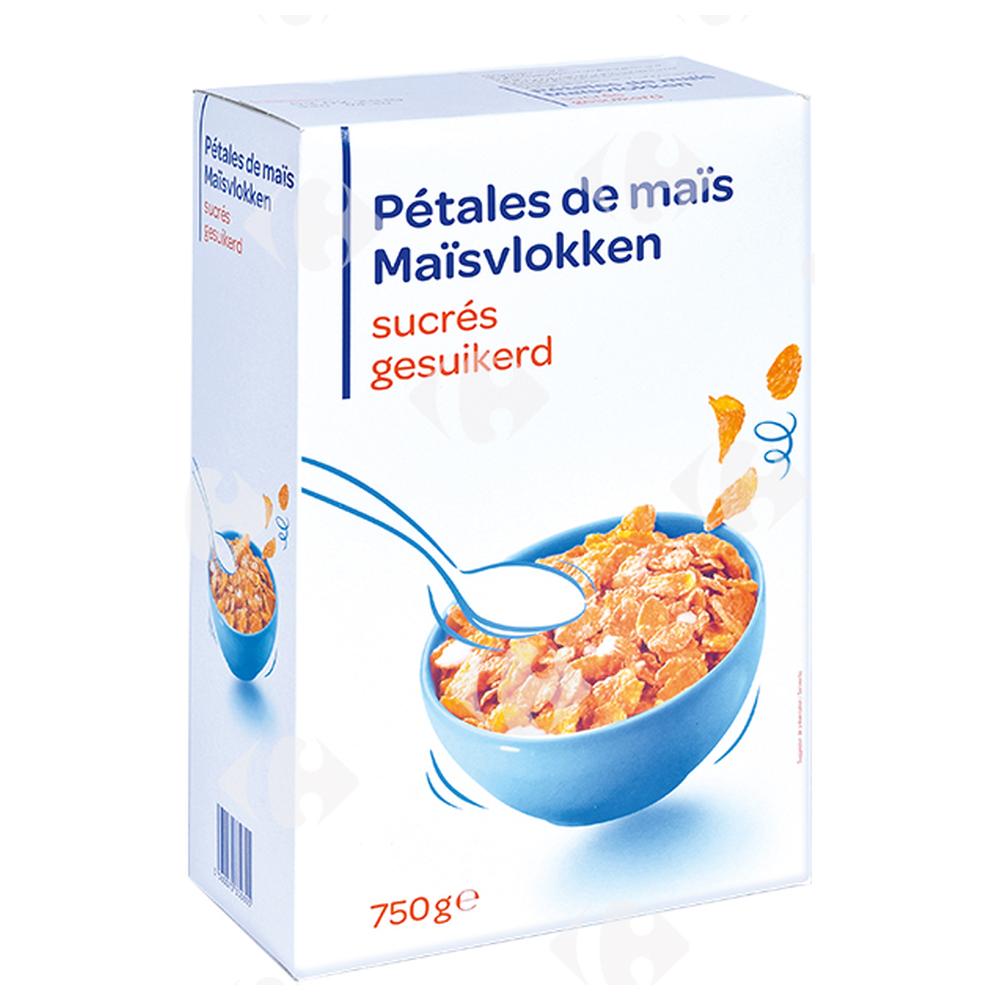 [184909] Céréales Pétales Maïs Sucrés Carrefour Blanc 750g