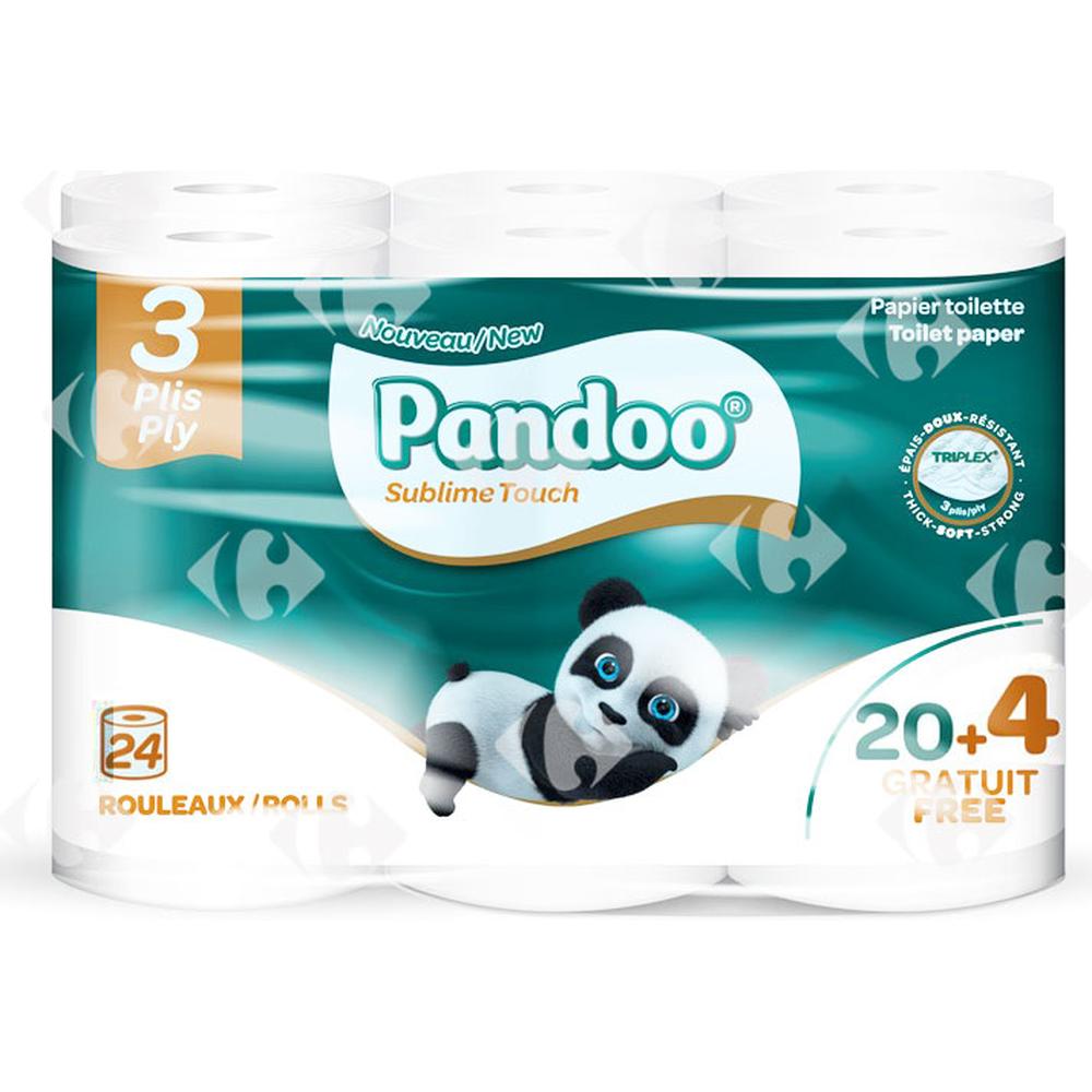 [668399] Papier Hygiénique 3 Plis Pandoo 20 unités + 4 Gratuits