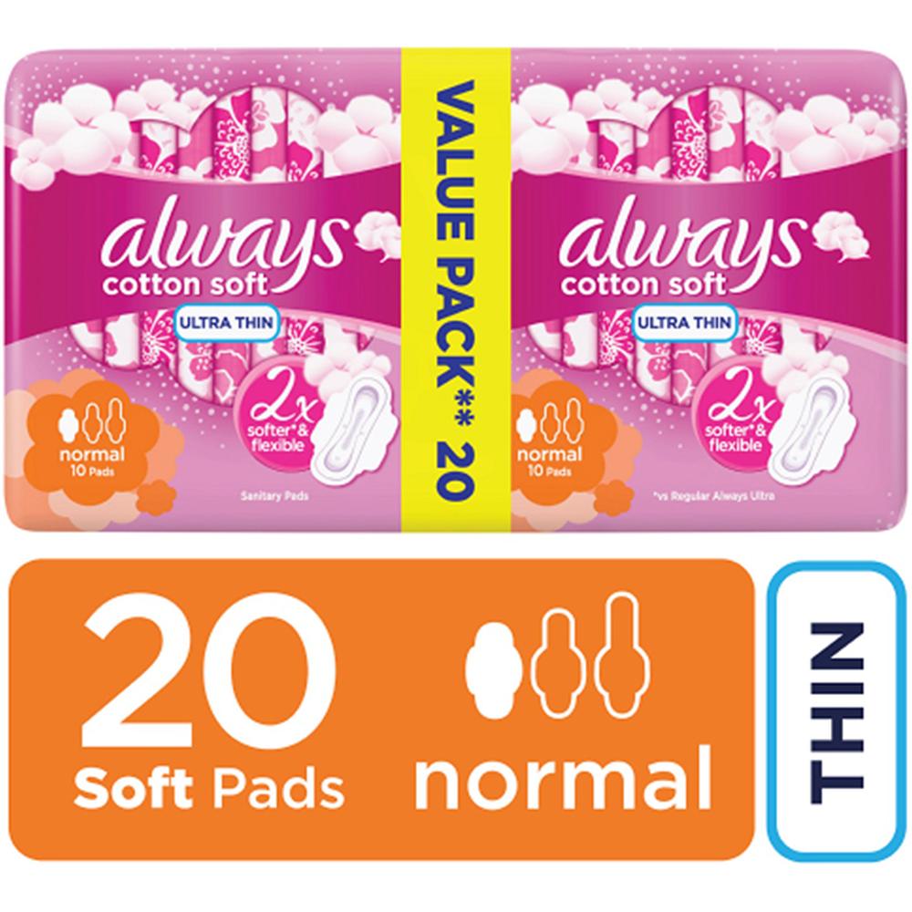 [642023] Serviettes Hygiéniques Cotton Soft Ultra Thin Normal Always 20 unités.