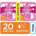 Serviettes Hygiéniques Cotton Soft Ultra Thin Normal Always 20 unités.