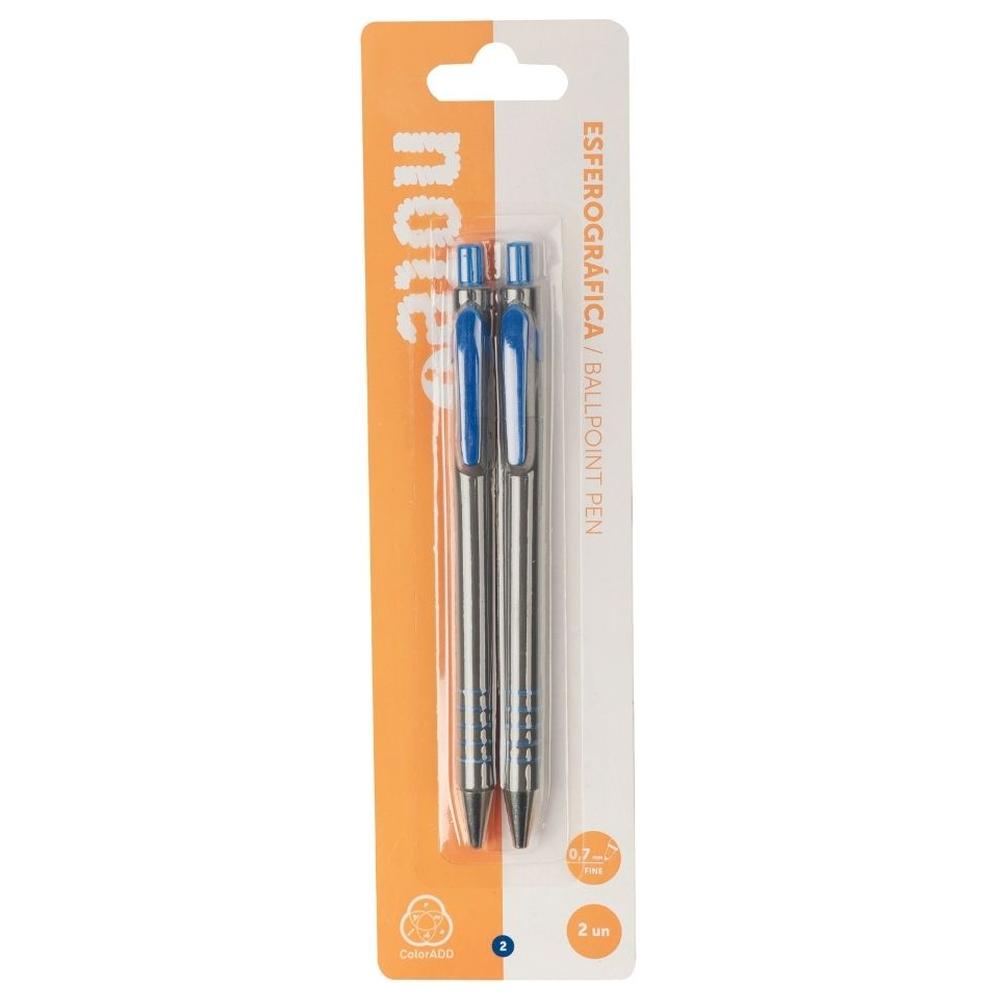 Stylo Roller Rétractable Bleu 0,7 mm 2 unités