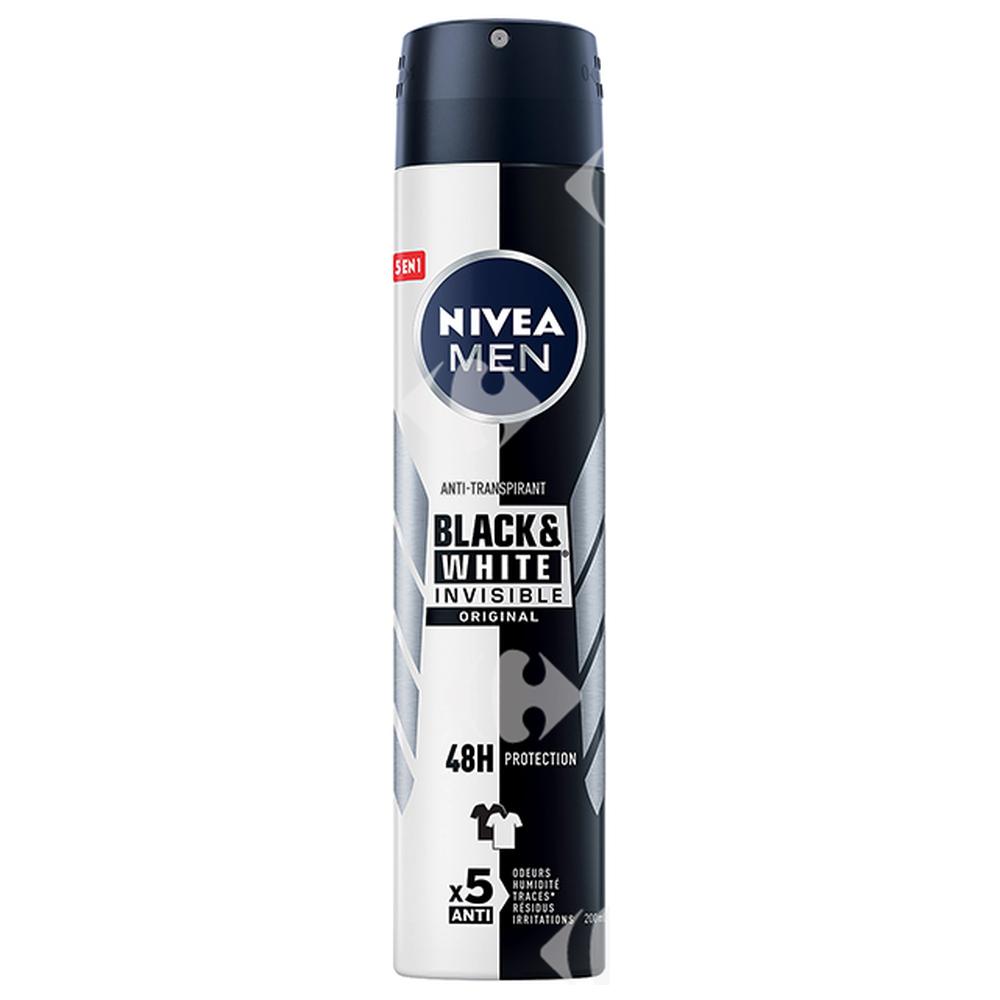 Atomiseur Anti-Transpirant Invisible Black & White Nivea Men 200ml.