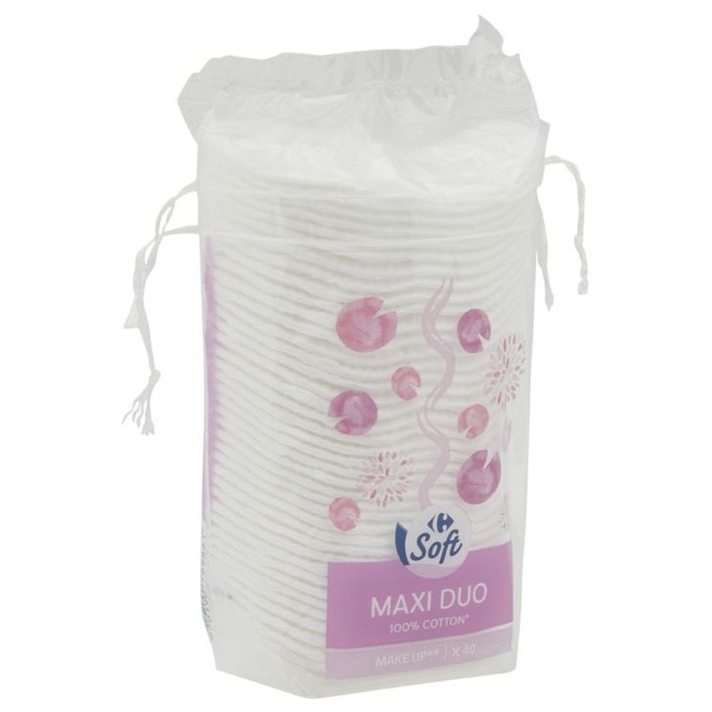 [704754] Coton Maxi Duo Carrefour Soft 40 unités
