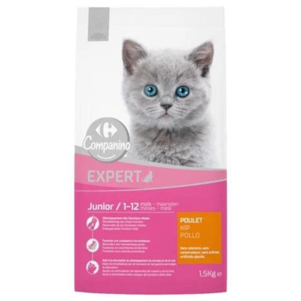 [704777] Croquettes pour Chat Junior au Poulet Carrefour Companino 1,5kg