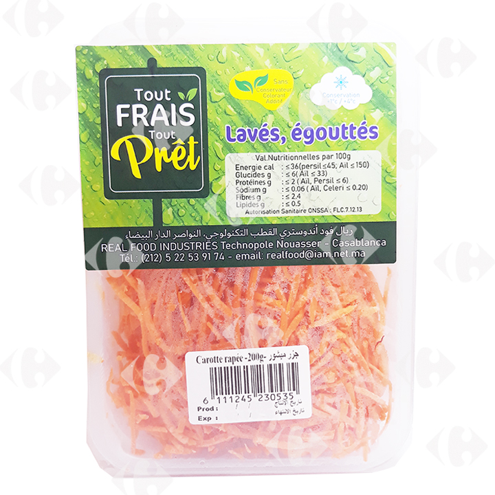 [226817] Carotte Râpée Tout prêt tout frais 200g.