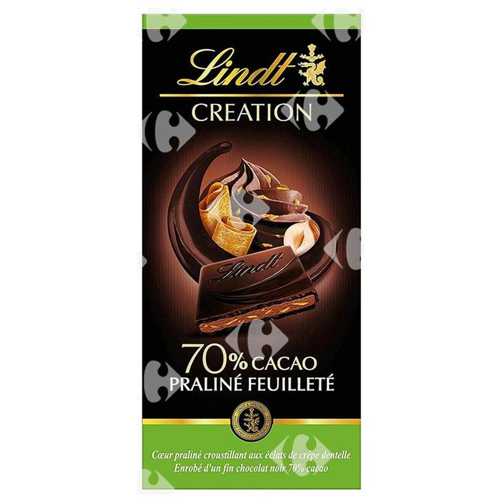 [679008] Tablette Chocolat Noir 70% Crispy Wafer Creation Lindt 145g