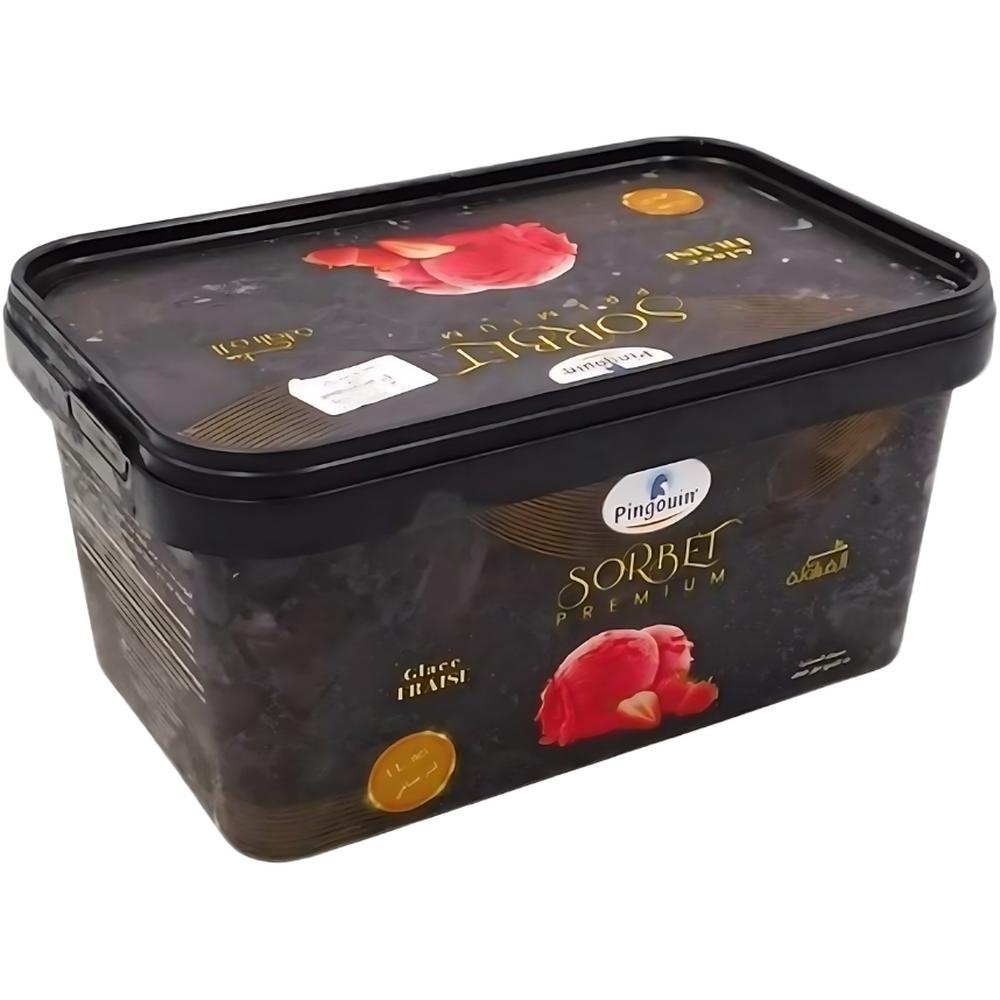 [696179] Glace Sorbet Fraise Pingouin Premium 1L