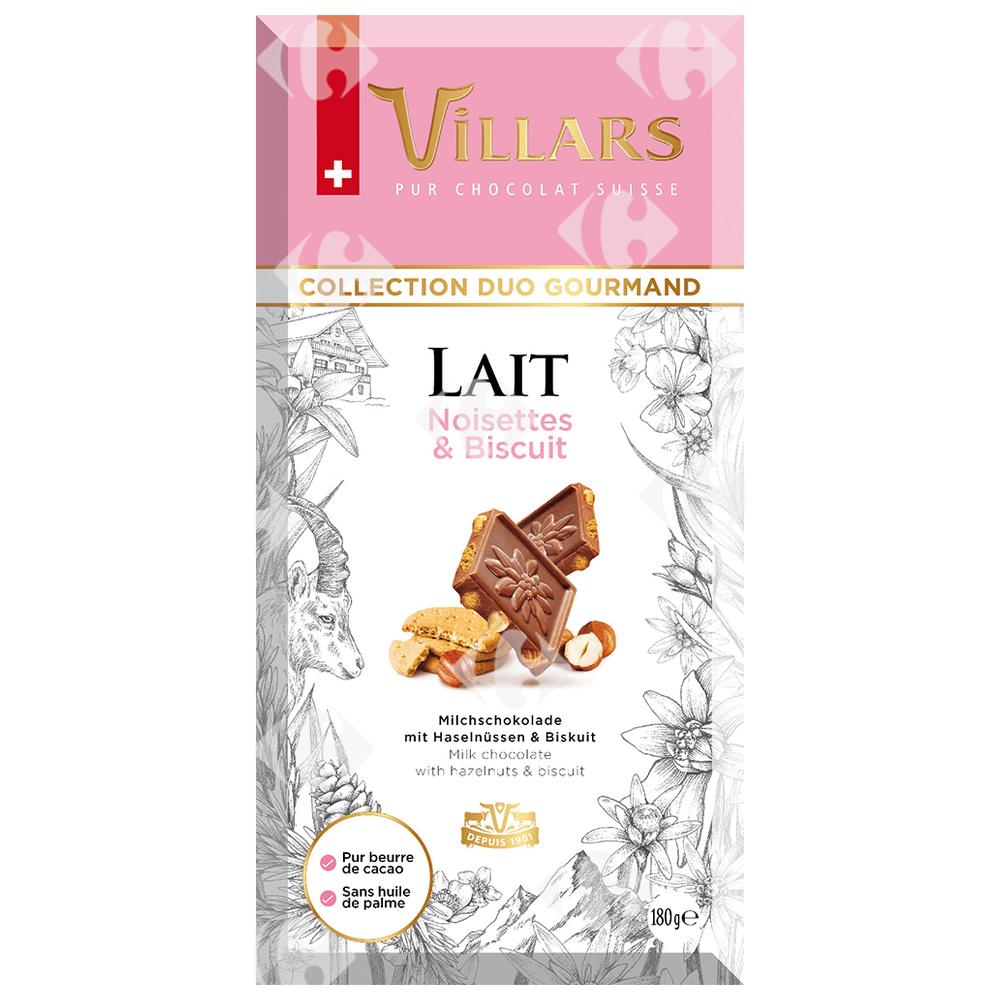 [694868] Tablette Lait Noisettes & Biscuits Villars 180g.