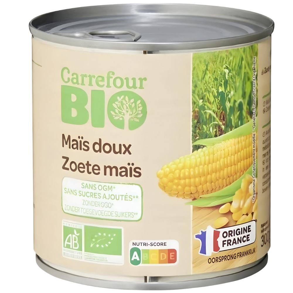[689567] Conserve Maïs Bio Doux Sans Sucres Ajoutés Carrefour Bio 300g