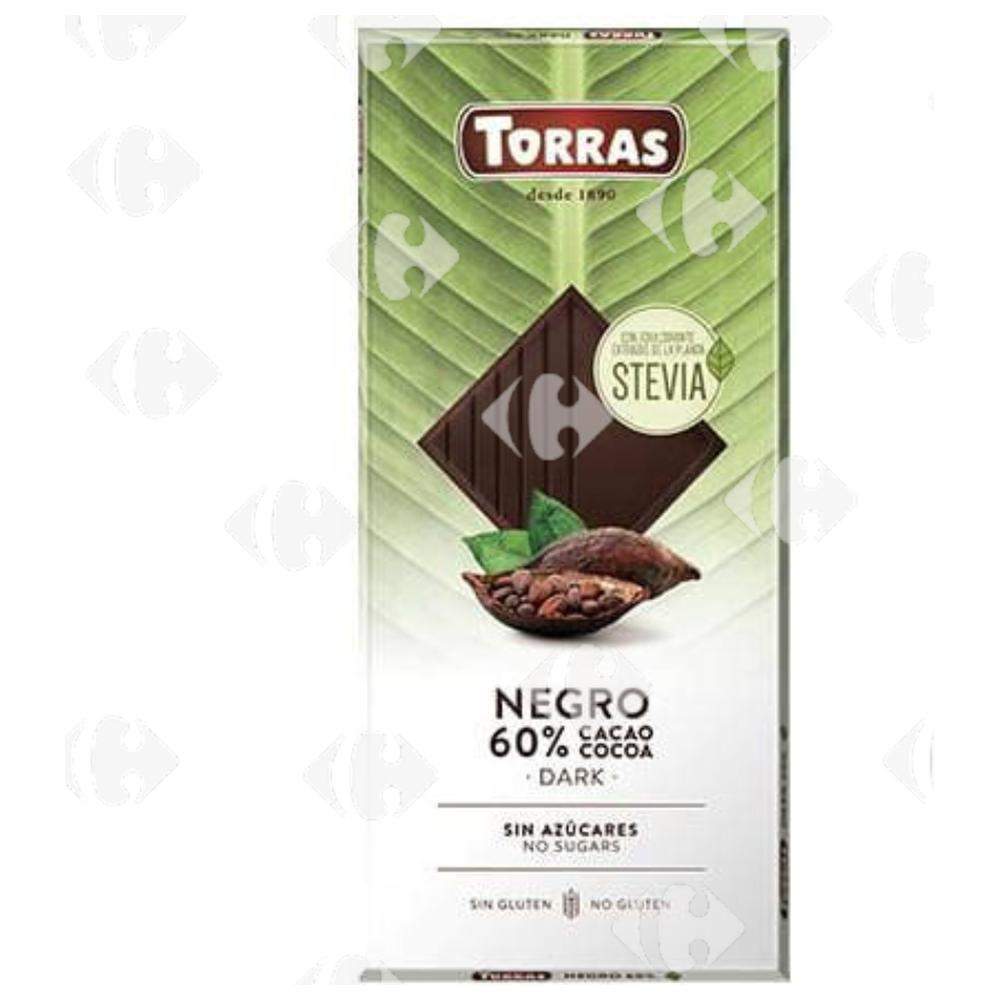 [688640] Tablette Stevia 60% Cacao Sans Sucre Torras 100g.