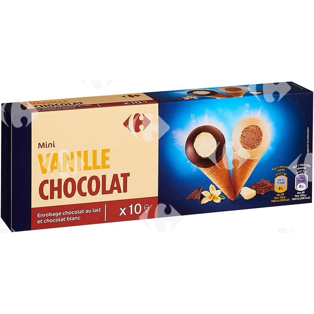 [480696] Mini Cornets Chocolat au Lait/Blanc Carrefour 10x25ml