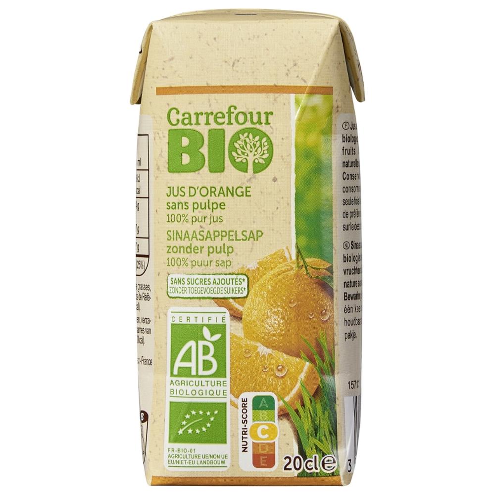 [689621] Pur Jus d'Orange Brique Carrefour Bio 20cl