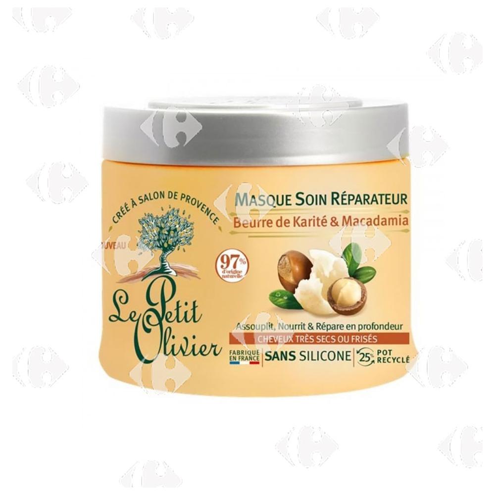 [668348] Masque Soin Réparateur Beurre de Karité & Macadamia Cheveux très secs ou frisés Le Petit Olivier 330ml.