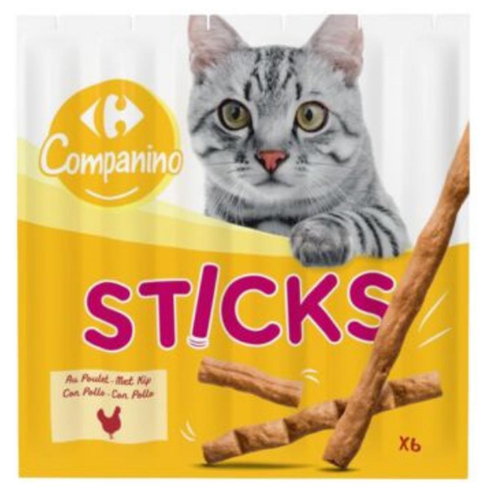 [666147] Friandise pour Chat Sticks Poulet Carrefour Companino 6x5g