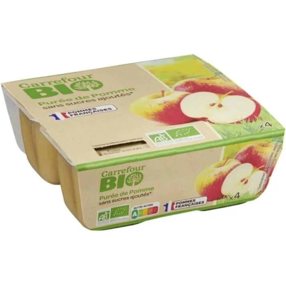 [708738] Purée de Pomme Sans Sucre Carrefour Bio 100g 4 unités.