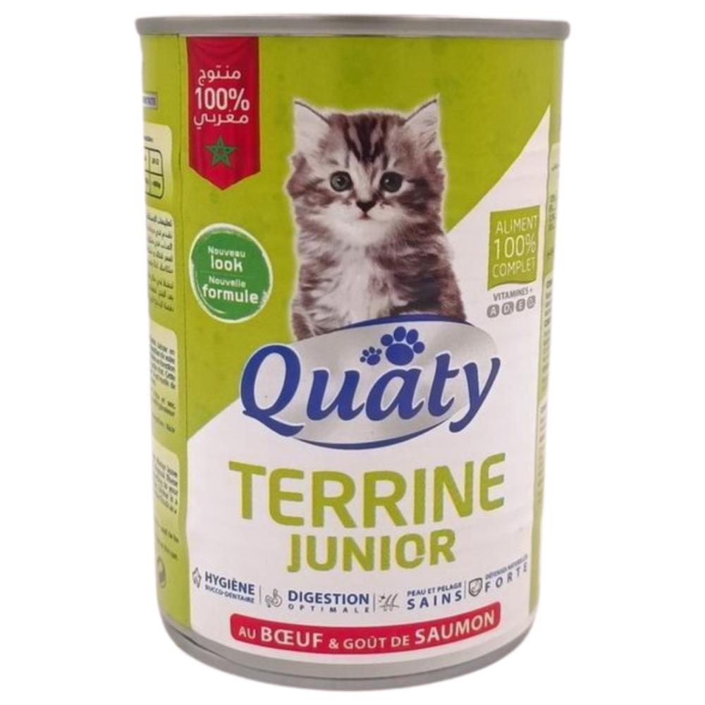 [657637] Terrine au Bœuf et Gout Saumon pour Chats Junior Quaty 400g
