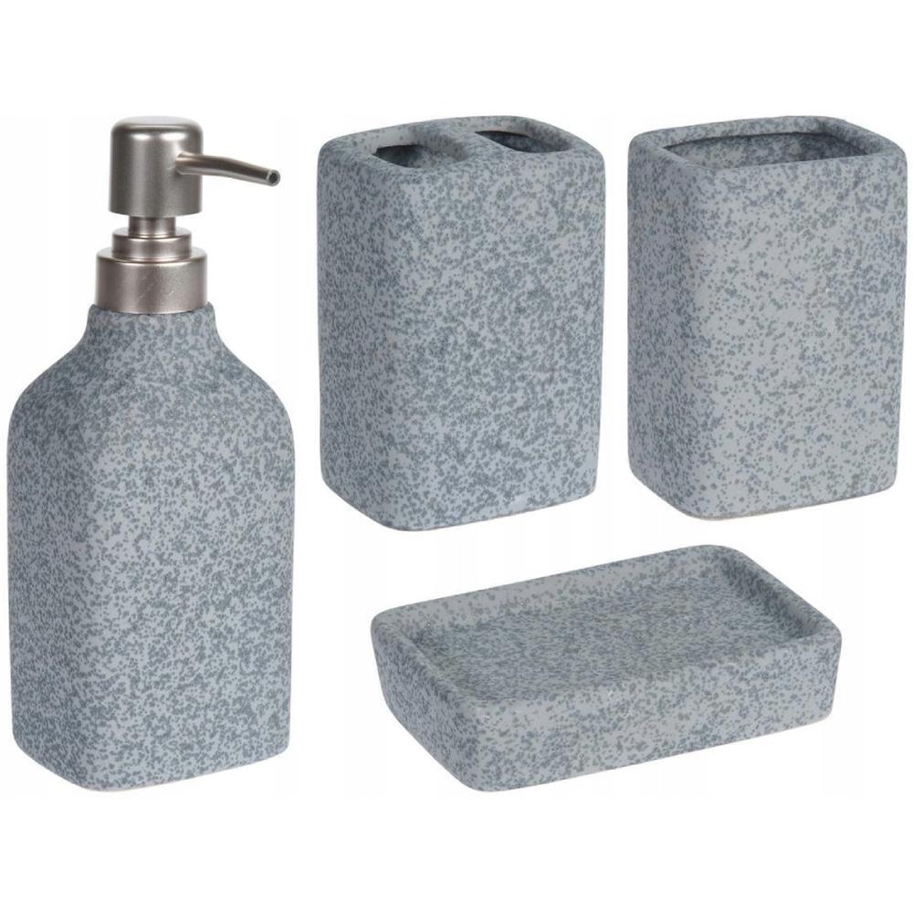 [709014] Set d'Accessoires Salle de Bain en Dolomite Gris 4 pièces.