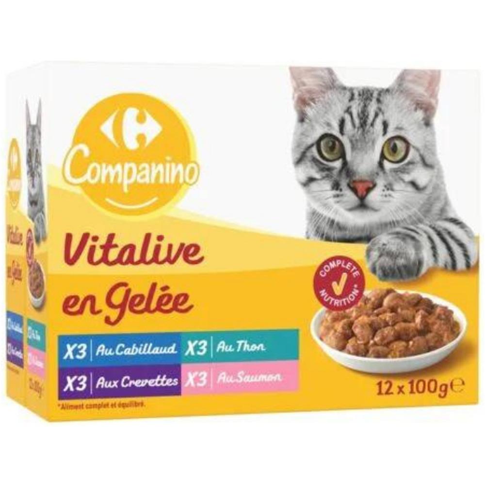 [709673] Pâtée pour Chats Gelée Poissons Carrefour Companino 12x100g