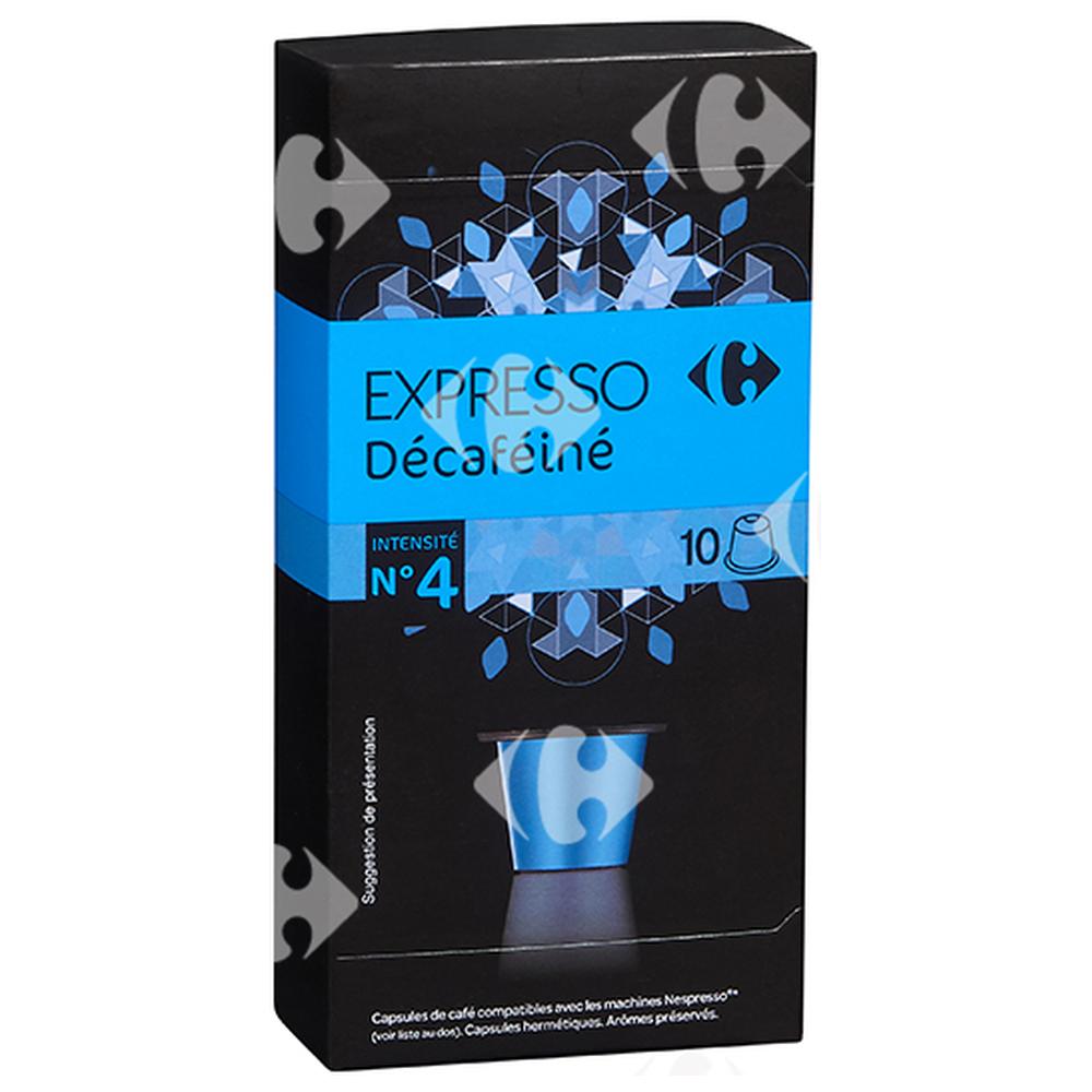 [532832] Café en Capsules Expresso Décaféiné Carrefour N4 10 unités