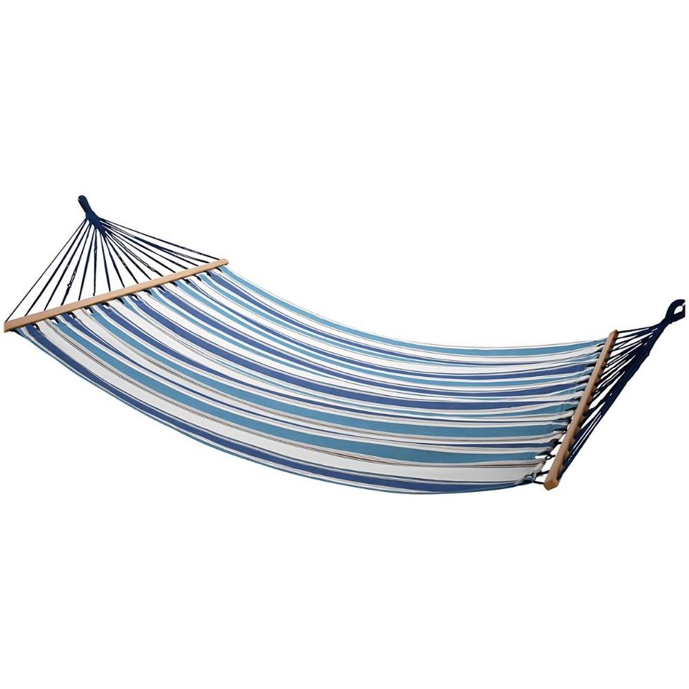 [679772] Hamac Rayure en Tissu Raye Bleu/ Blanc 200x150cm