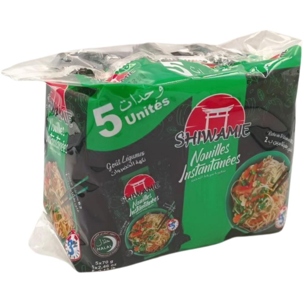 [707695] Nouilles Instantanées Légumes Shiwamie 5x70g.