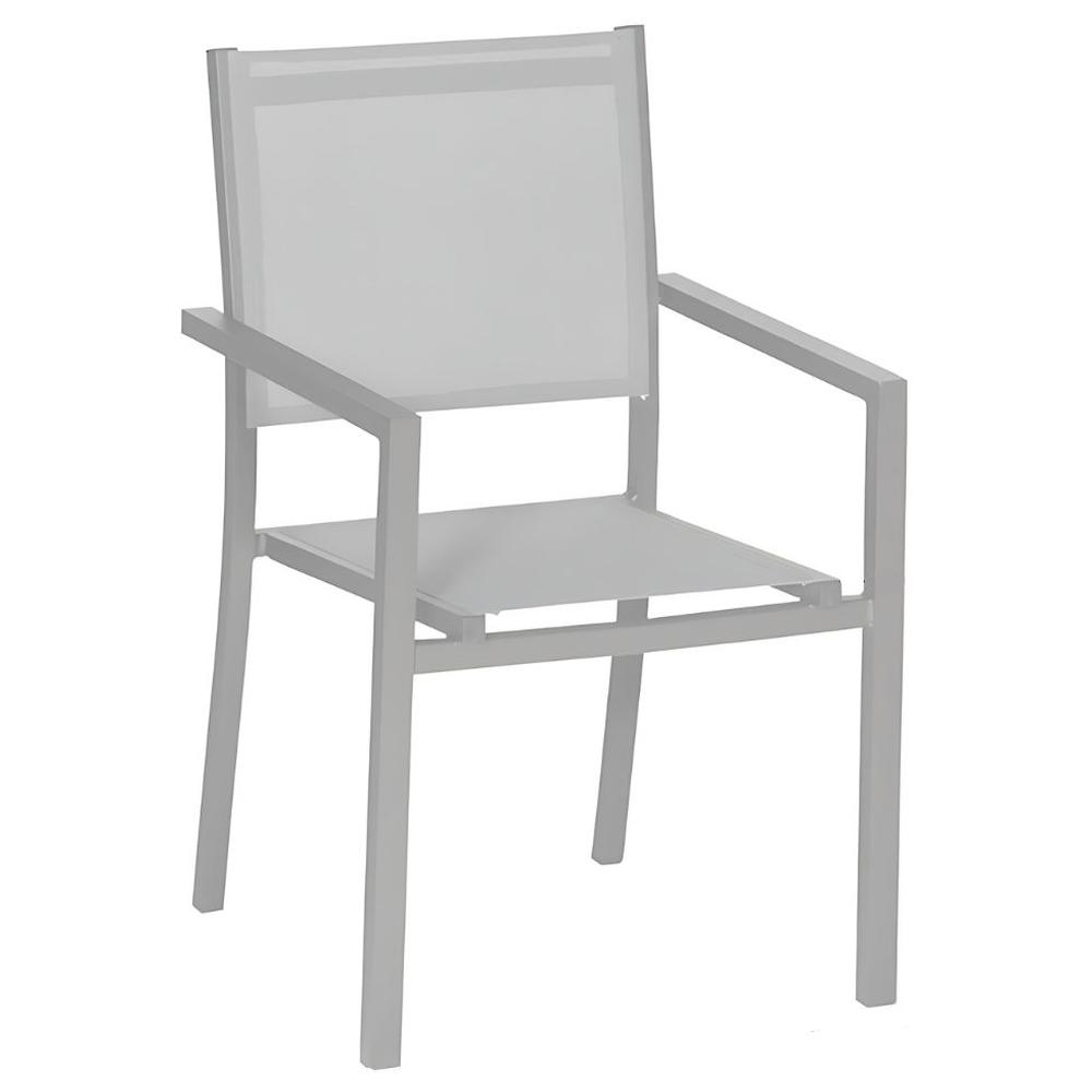 [675621] Fauteuil Tabac Empilable Gris en Aluminium et Textiline 55x58x85cm