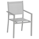 Fauteuil Tabac Empilable Gris en Aluminium et Textiline 55x58x85cm