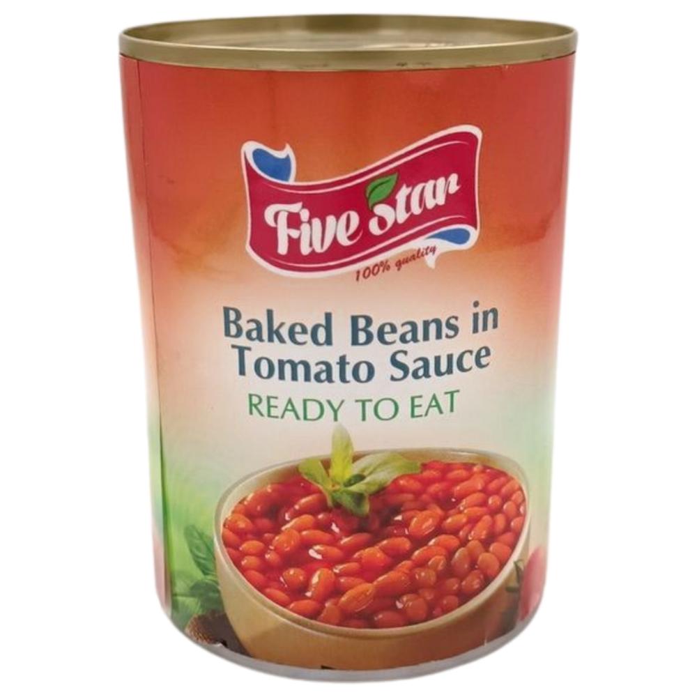 [695715] Conserve de Haricots Blancs à la Sauce Tomate Five Star 400g.