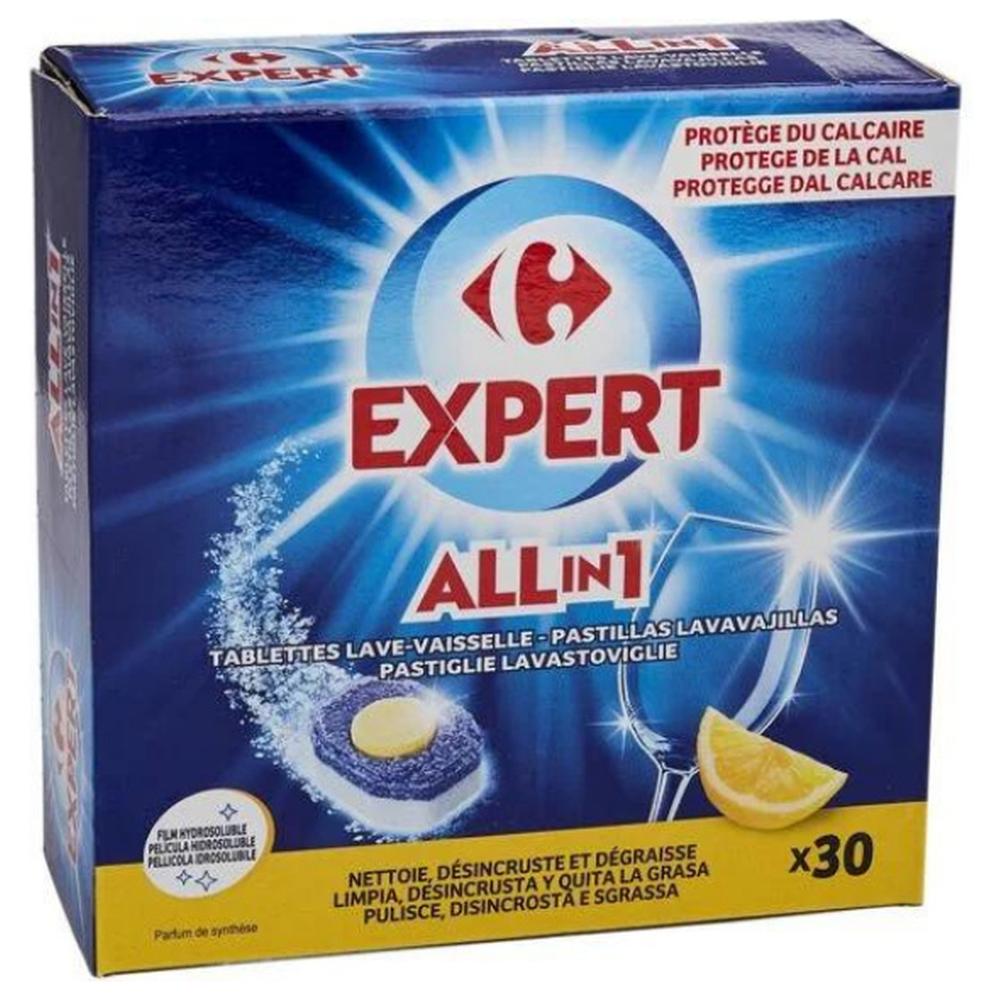 [704768] Tablettes Lave Vaisselle Tout en 1 Citron Carrefour Expert 30 unités